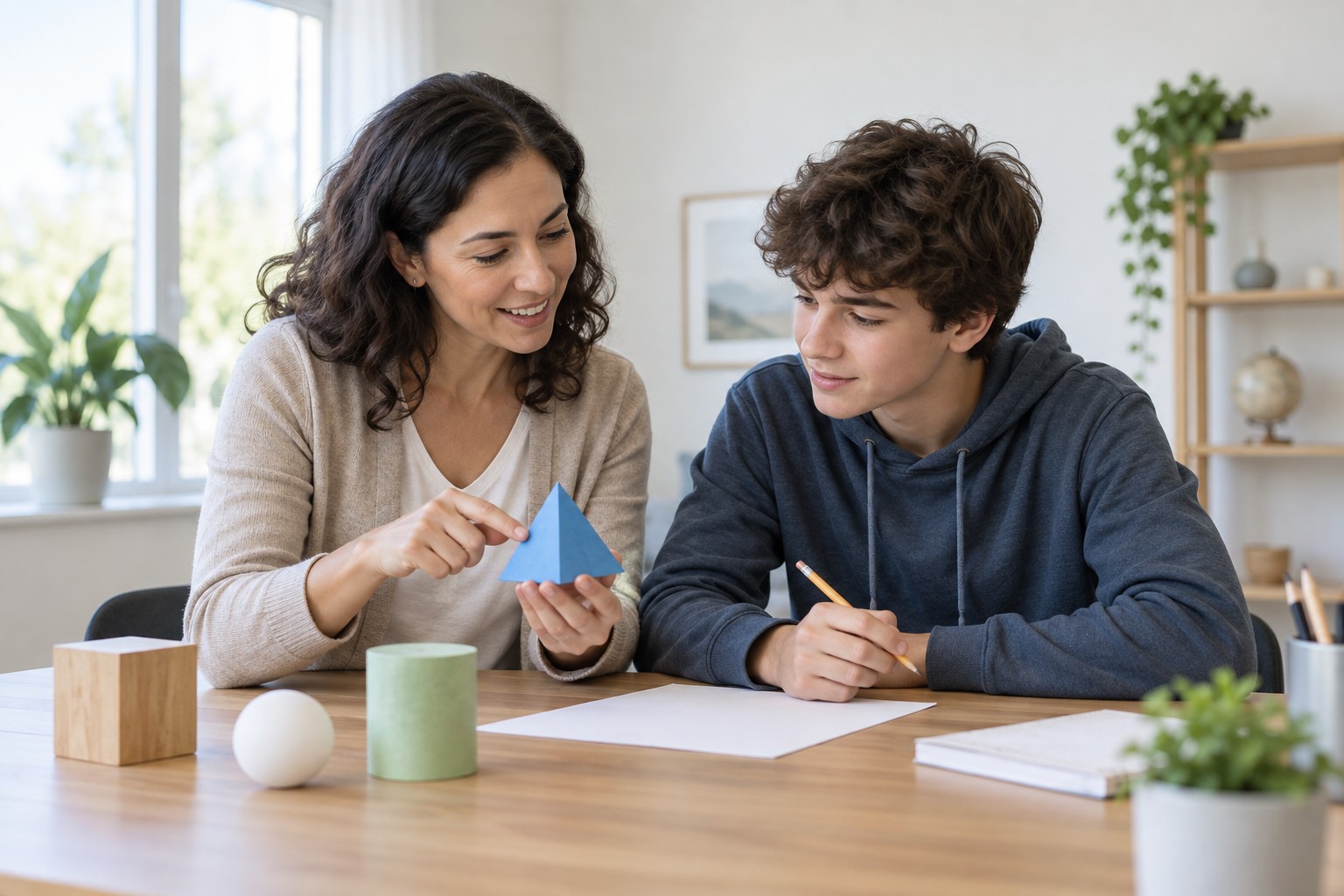 High-school tutoring: a tutor working one-on-one with a learner at a study table