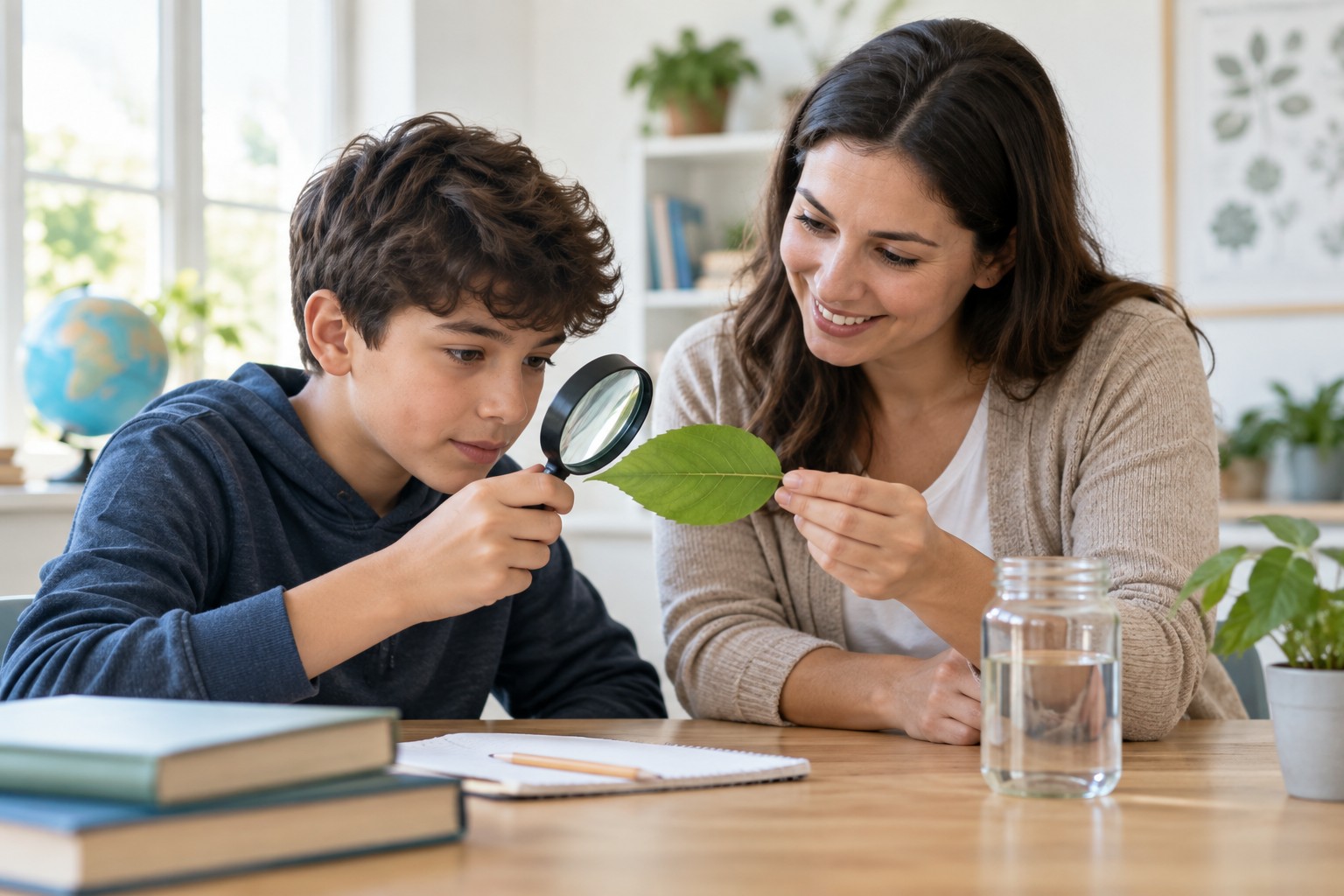 Science tutor: a tutor working one-on-one with a learner at a study table