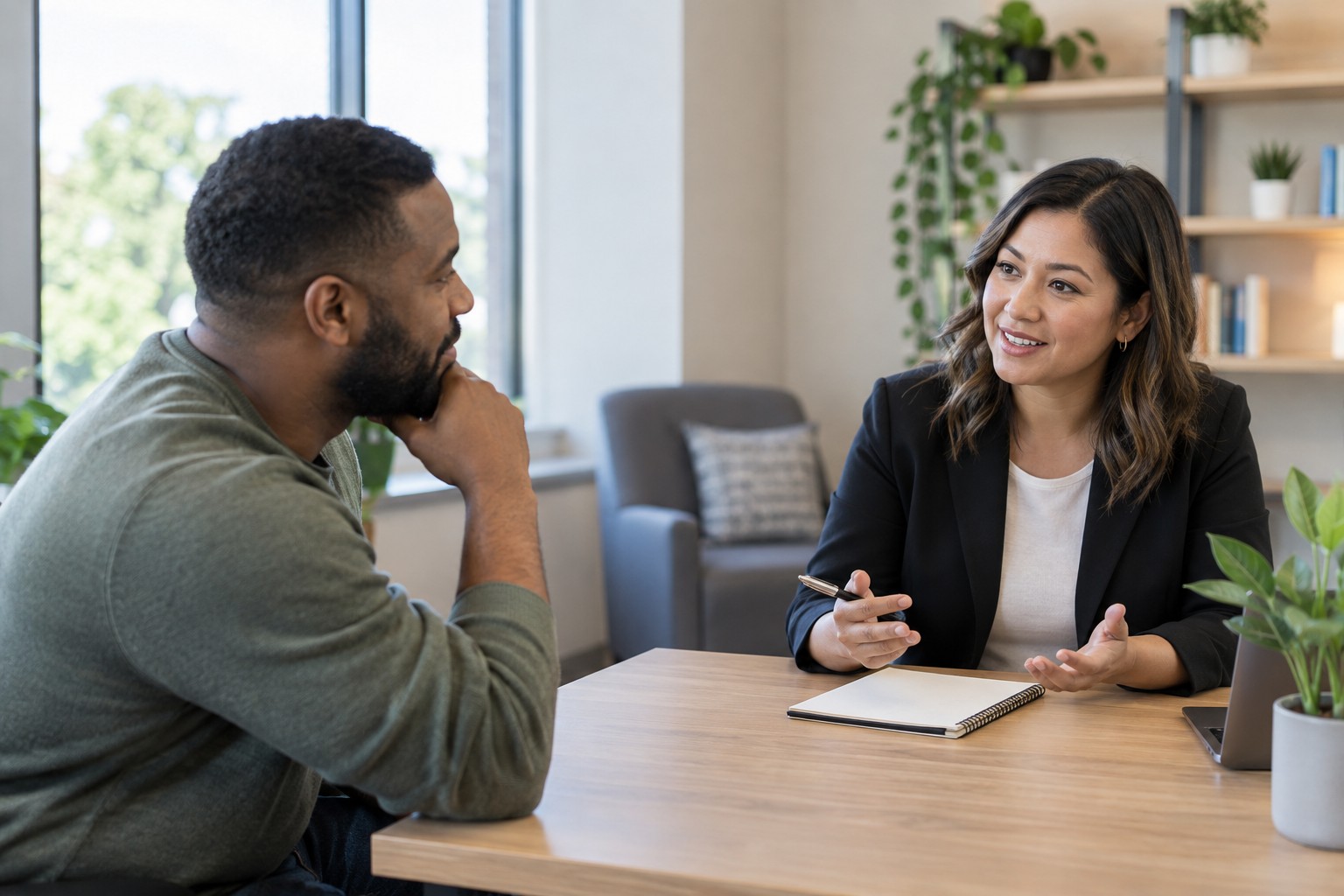 Career counseling: an advisor meeting with an adult learner