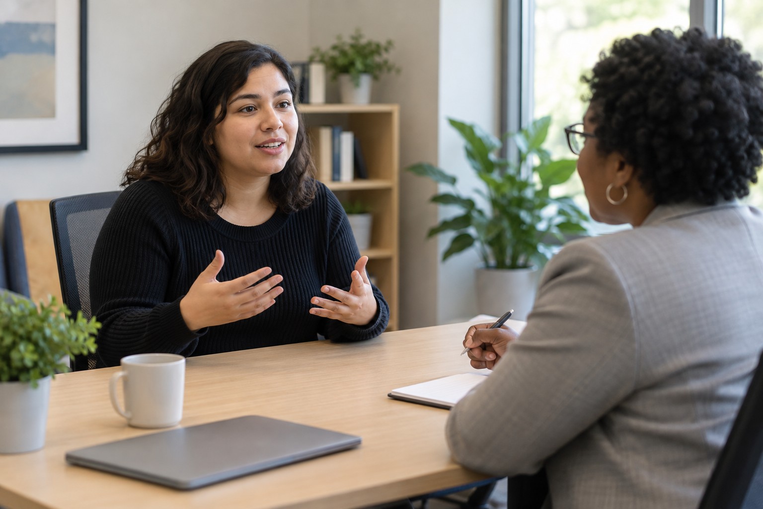 Résumé and interview coaching: an advisor meeting with an adult learner