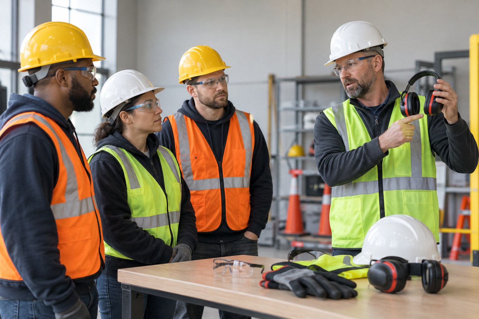 Workplace safety training: an instructor demonstrating skills in a training space
