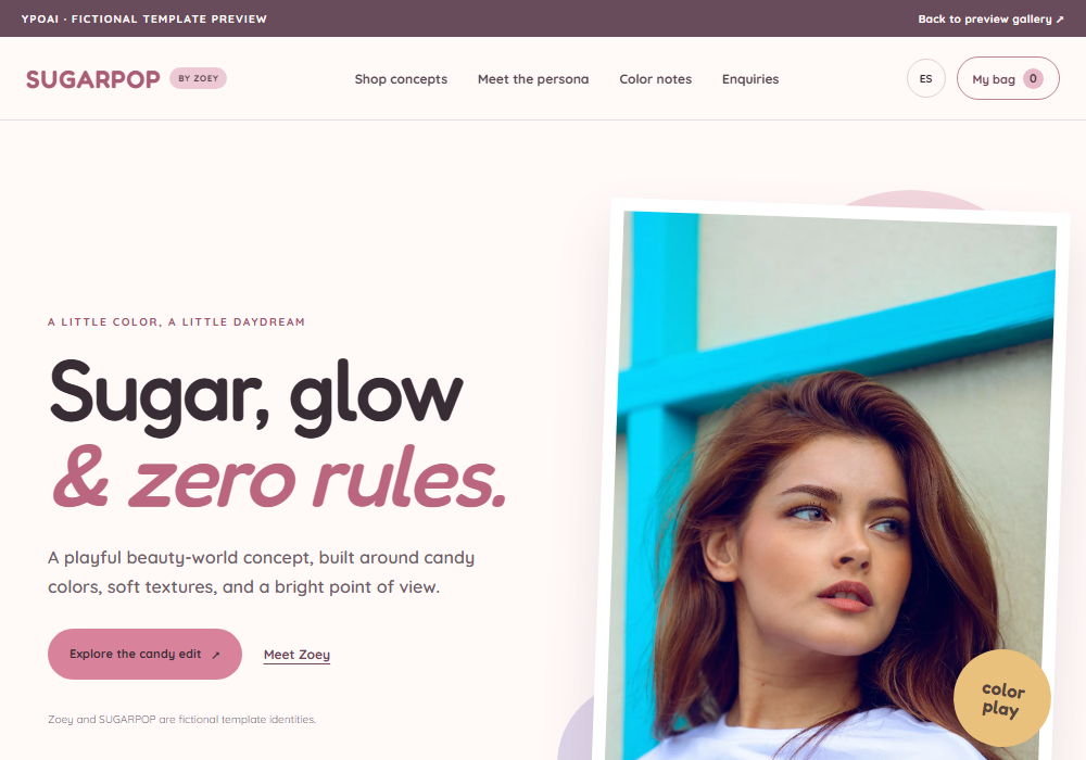 Sugarpop playful beauty landing page design