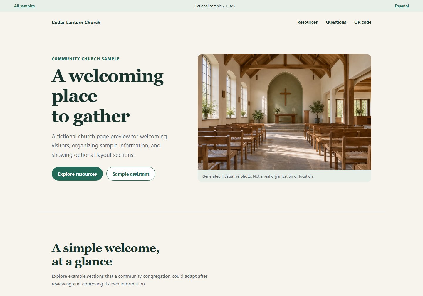 Cedar Lantern Church catalog first screen