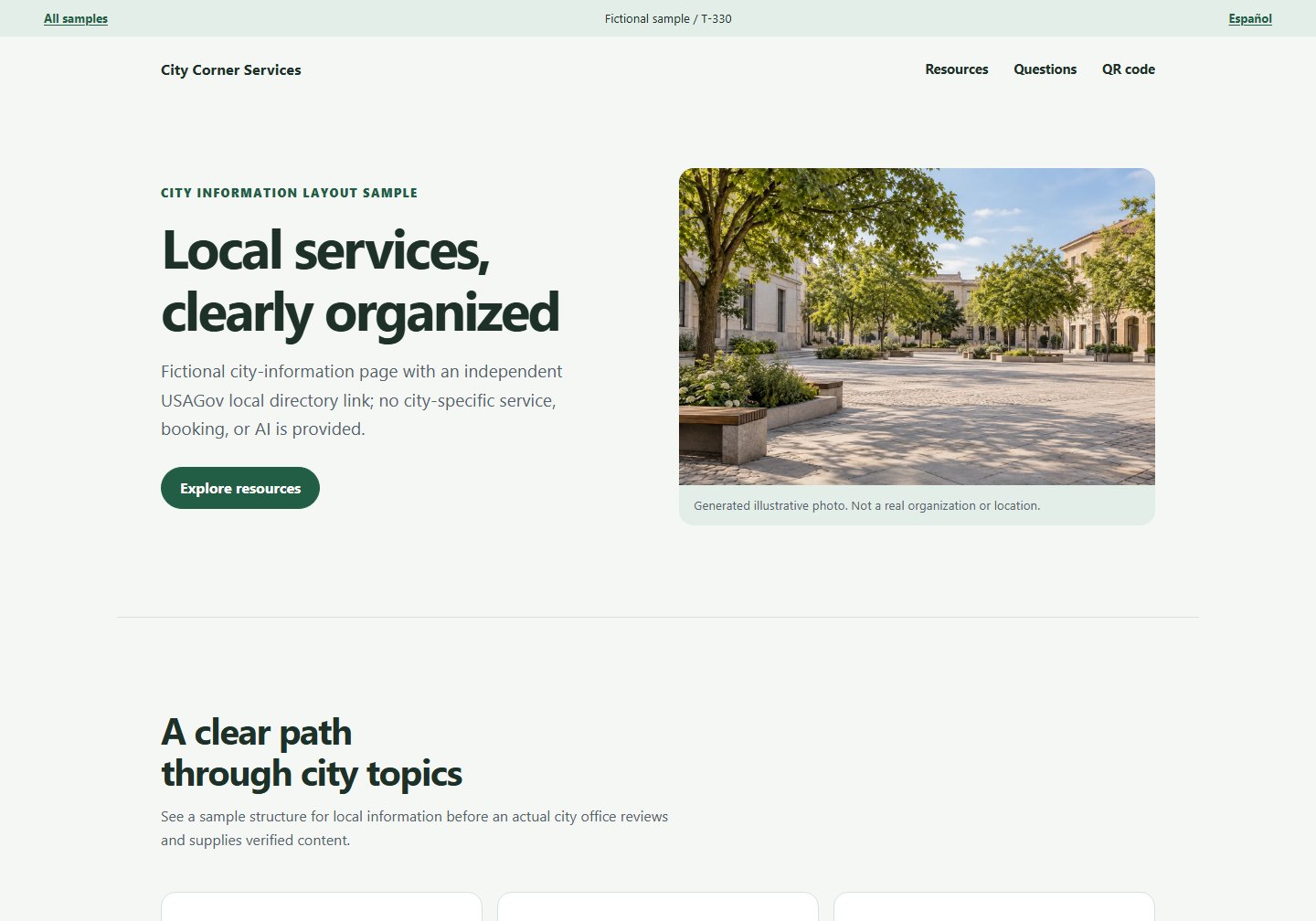 City Corner Services catalog first screen