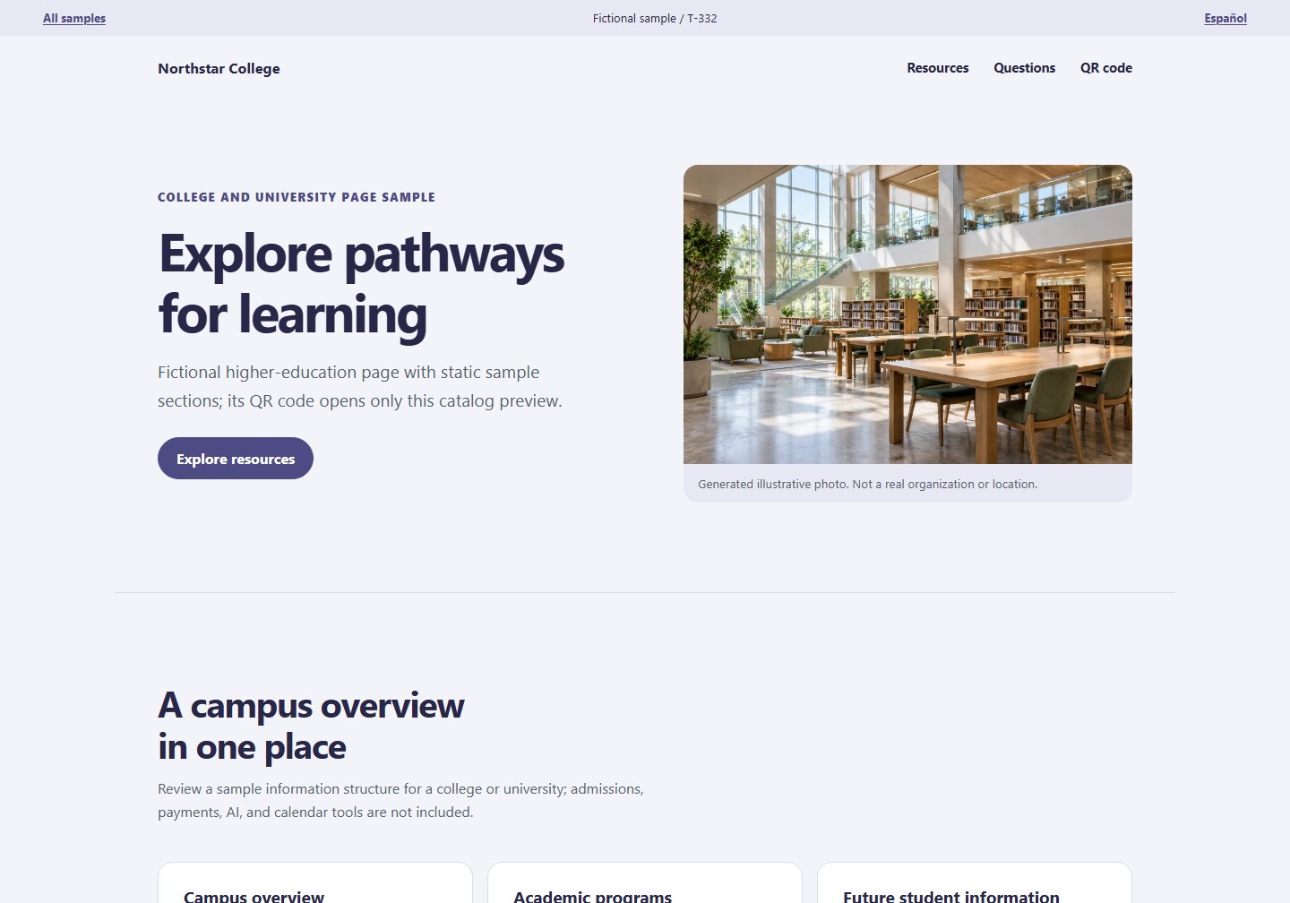 Northstar College catalog first screen